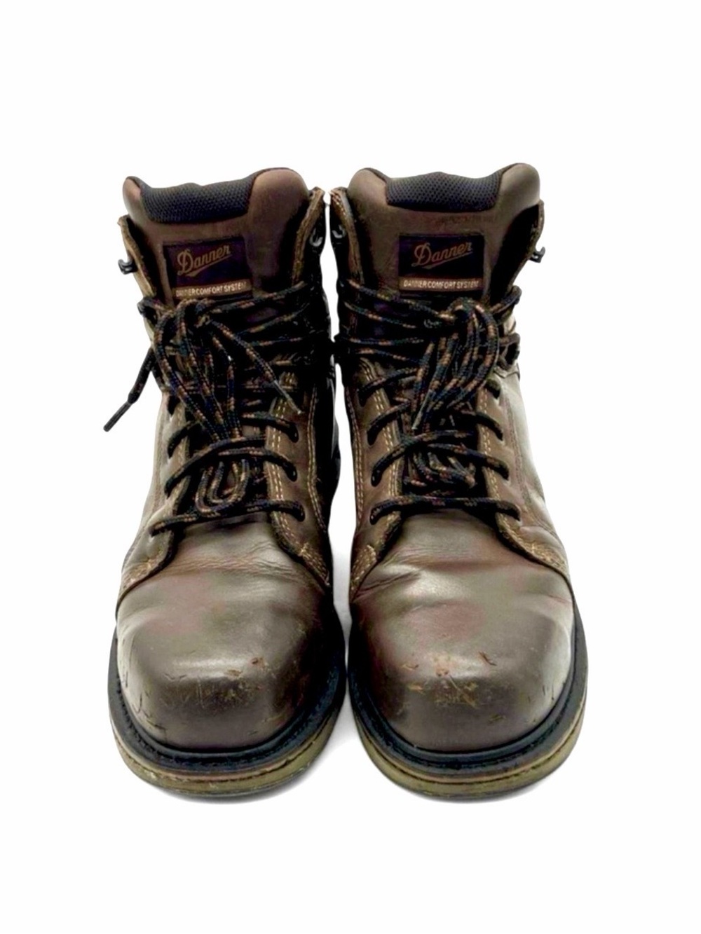 Men’s Brown Leather Danner 6” Steel Yard Steel Toe Wedge Work Boots Size US 10